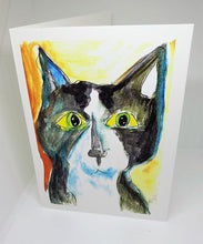 Load image into Gallery viewer, Black Cat with Yellow Eyes Greeting Card