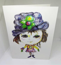 Load image into Gallery viewer, Little Girl with the Big Blue Hat Greeting Card