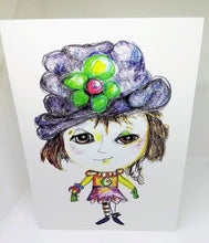 Load image into Gallery viewer, Little Girl with the Big Blue Hat Greeting Card