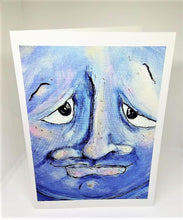 Load image into Gallery viewer, Blue Man in the Moon (upclose) Greeting Card