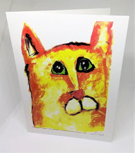 Load image into Gallery viewer, Yellow Cat with Bright Green Eyes Greeting Card