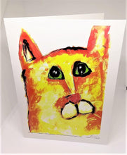 Load image into Gallery viewer, Yellow Cat with Bright Green Eyes Greeting Card