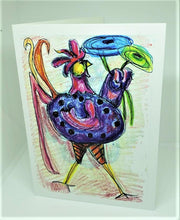 Load image into Gallery viewer, Rooster with a Lovely Umbrella Greeting Card