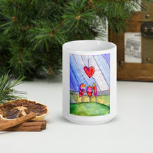 Load image into Gallery viewer, LOVE ABOVE BIRDS White glossy mug