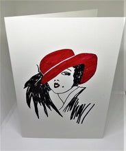 Load image into Gallery viewer, Lady in the Red Hat Greeting Card
