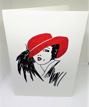 Load image into Gallery viewer, Lady in the Red Hat Greeting Card
