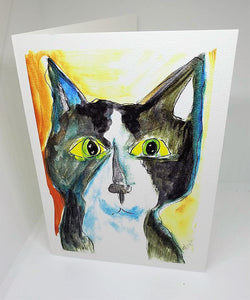 Black Cat with Yellow Eyes Greeting Card