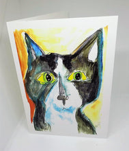 Load image into Gallery viewer, Black Cat with Yellow Eyes Greeting Card
