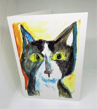 Load image into Gallery viewer, Black Cat with Yellow Eyes Greeting Card
