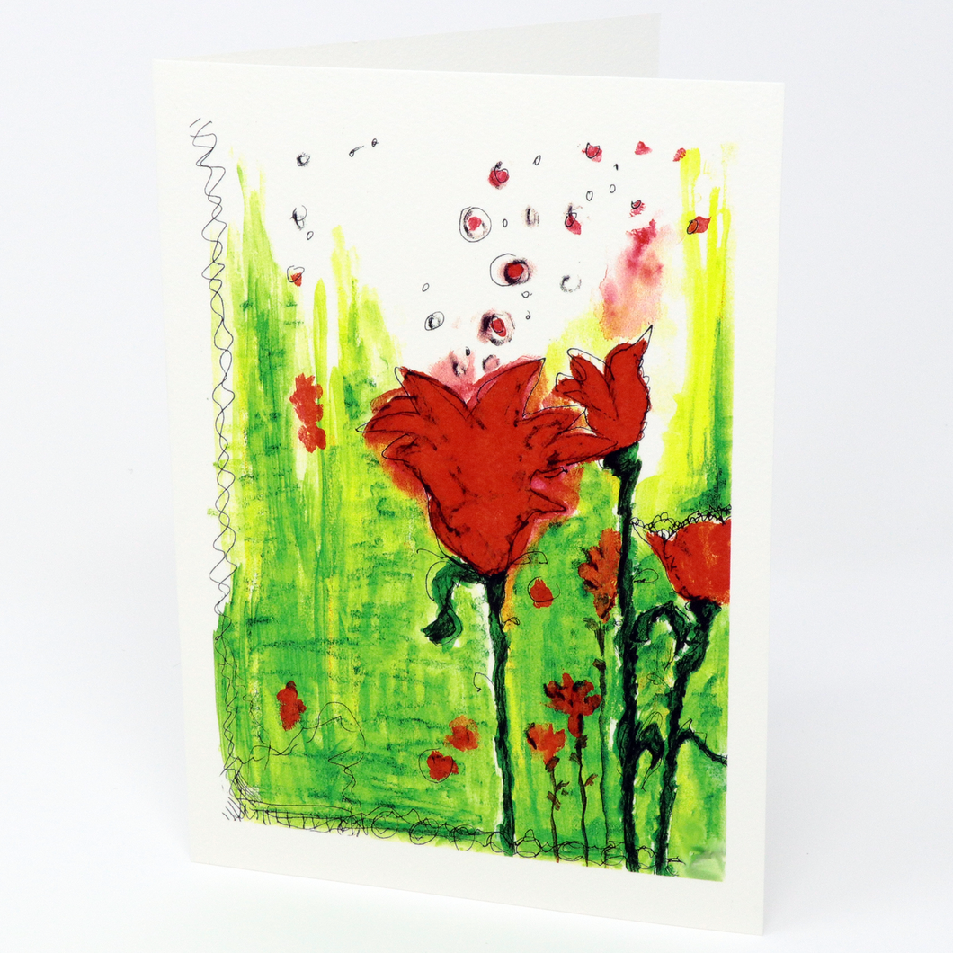 Boiiiing! Blossoming Flowers Greeting Card