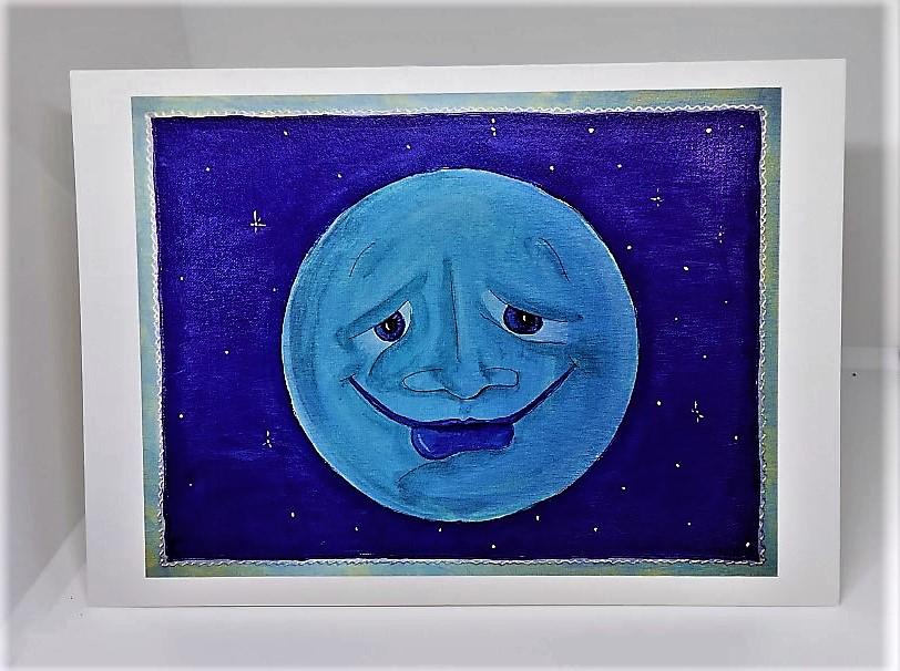 Blue Moon with a Smile Greeting Card