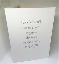 Load image into Gallery viewer, Just Us Chicks Michelle and her First Date Greeting Card
