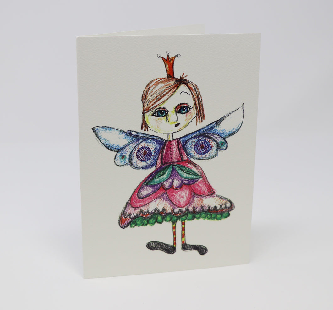 Little Princess with a Crown and Wings Greeting Card