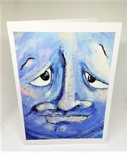 Load image into Gallery viewer, Blue Man in the Moon (upclose) Greeting Card
