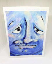 Load image into Gallery viewer, Blue Man in the Moon (upclose) Greeting Card
