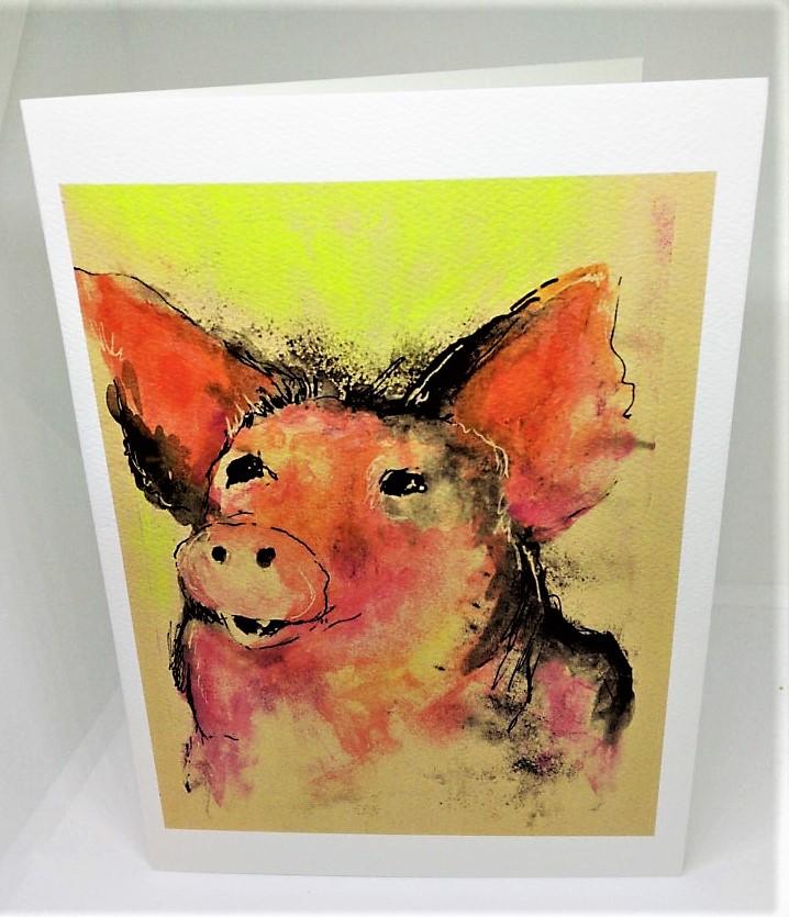 Such a Pretty Pink Pig Looking for His Dreams Greeting Card