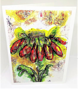 Brilliant Red Daisy Greeting Card