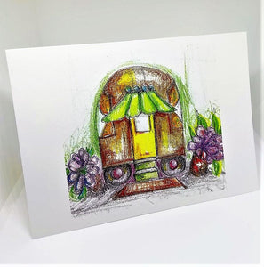 Glamper Camper with an Awning Greeting Card