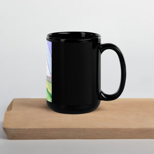 LOVE ABOVE Black Glossy Mug
