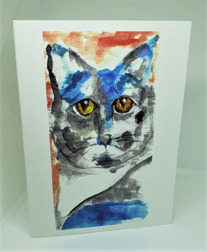 A Little Blue Cat Greeting Card