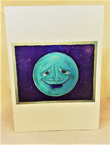 Blue Moon with a Smile Vertical Greeting Card