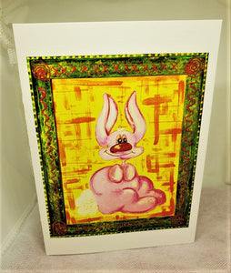 Pink Bunny and Fuzzy Tail Greeting Card