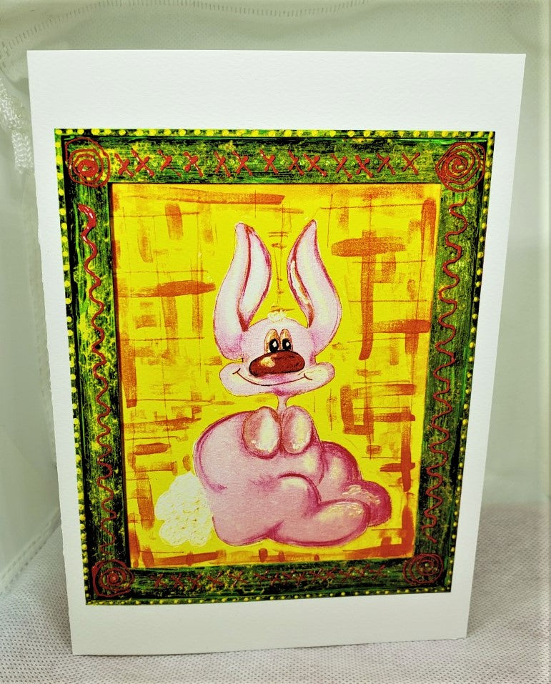 Pink Bunny and Fuzzy Tail Greeting Card
