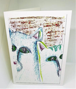 BLUE TWIN CATS Greeting Card